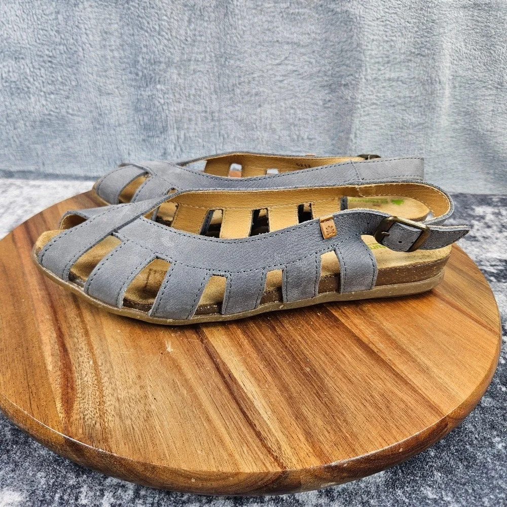 El Naturalista Sandals Womens 39 US 8.5 Gray Slingback Comfort Buckle Slip On